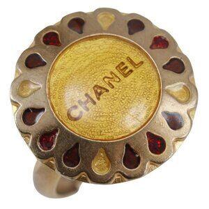 CHANEL Flower motif Ring Free size Plated Gold #6.6(US Size) flour 4.5g Women